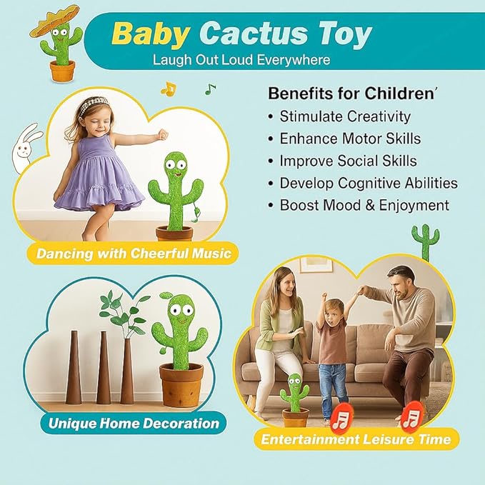 Dancing Cactus Toy for Kids | Talking, Singing, Recording & Repeating Toy