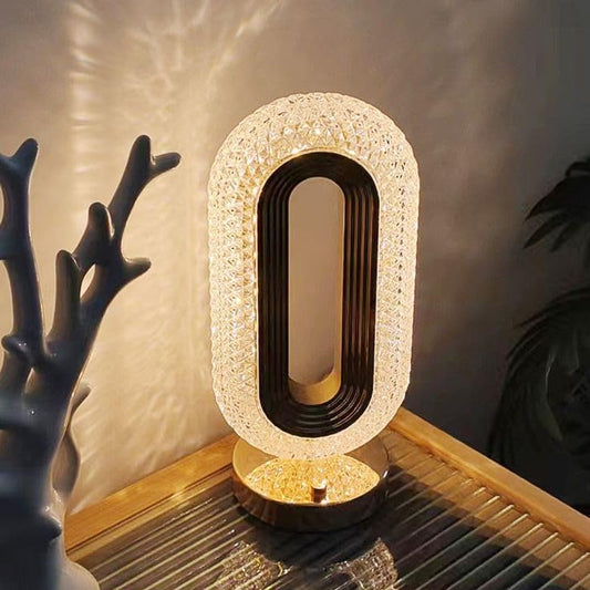 The Flair Store™ Crystal Diamond Table Lamp, Touch Control, 3 Way Dimmable, USB Rechargeable, Night Stand Light for Bedroom, Living Room 3-Modes LED Light (Tall Oval Shape)